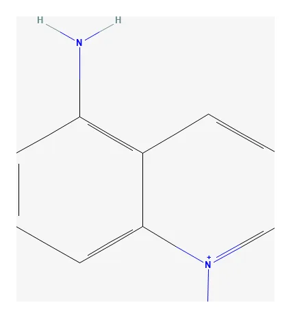 2D chemical structure of 5-Amino-1MQ (C10H11N2+), as depicted by PubChem