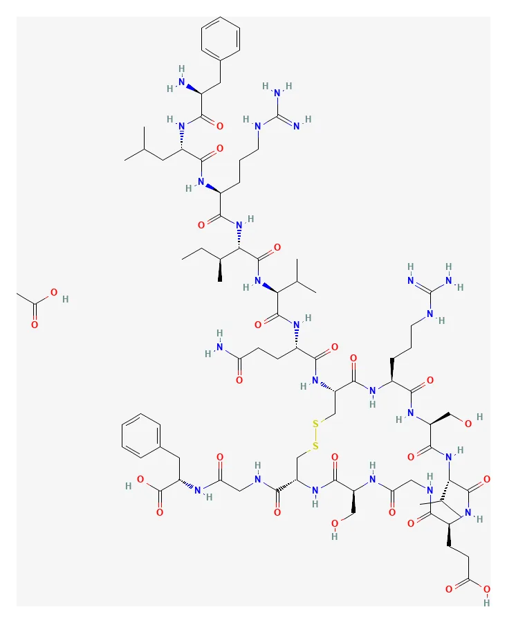 2D chemical structure of HGH fragment 176-191 (C80H127N23O24S2), as depicted by PubChem