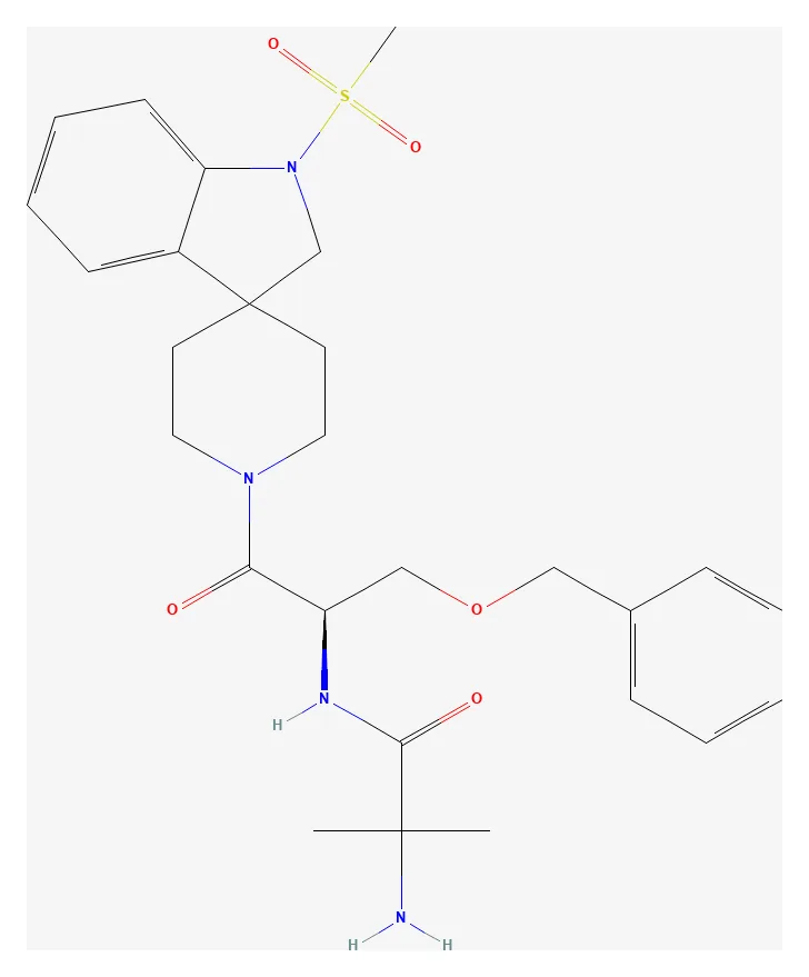 2D chemical structure of MK-677 (C27H36N4O5S), as depicted by PubChem