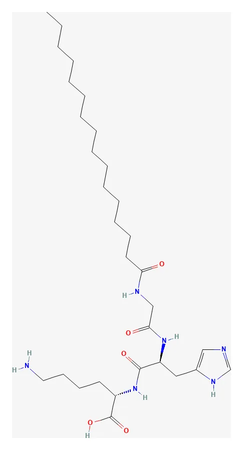 2D chemical structure of Palmitoyl tripeptide-1 (C30H54N6O5), as depicted by PubChem