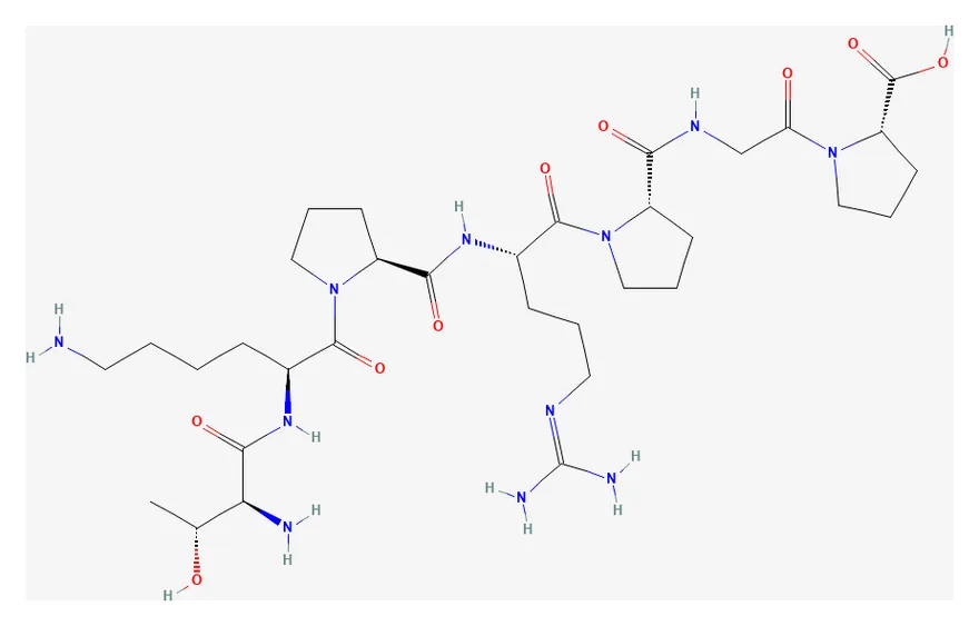 2D chemical structure of Selank (C33H57N11O9), as depicted by PubChem