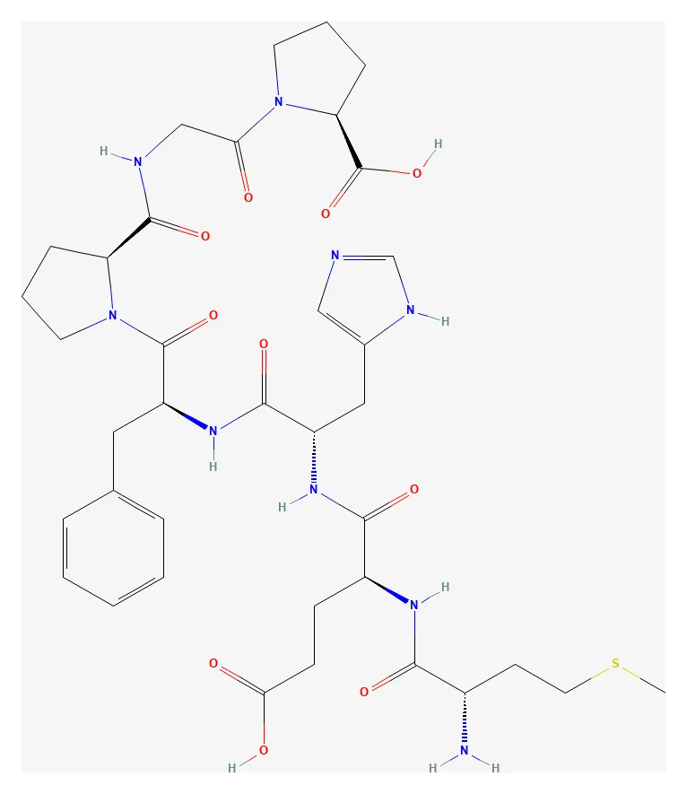 2D chemical structure of Semax (C37H51N9O10S), as depicted by PubChem