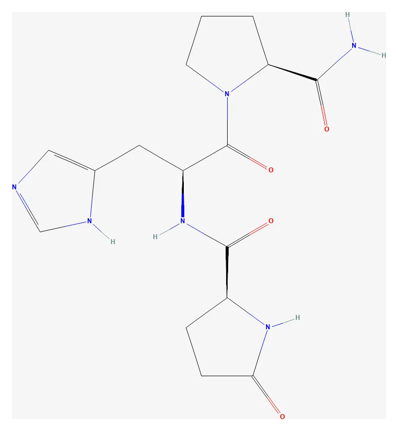 2D chemical structure of TRH (C16H22N6O4), as depicted by PubChem
